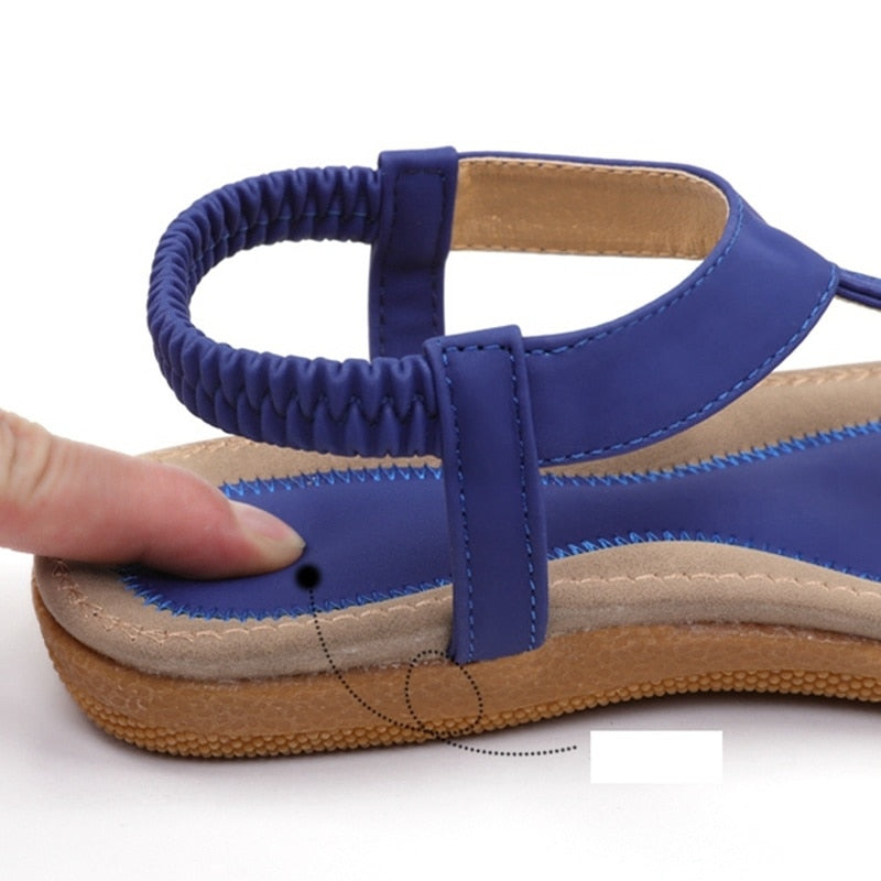 Sandálias femininas boêmias HZYMTQ em azul com sola confortável e design elegante